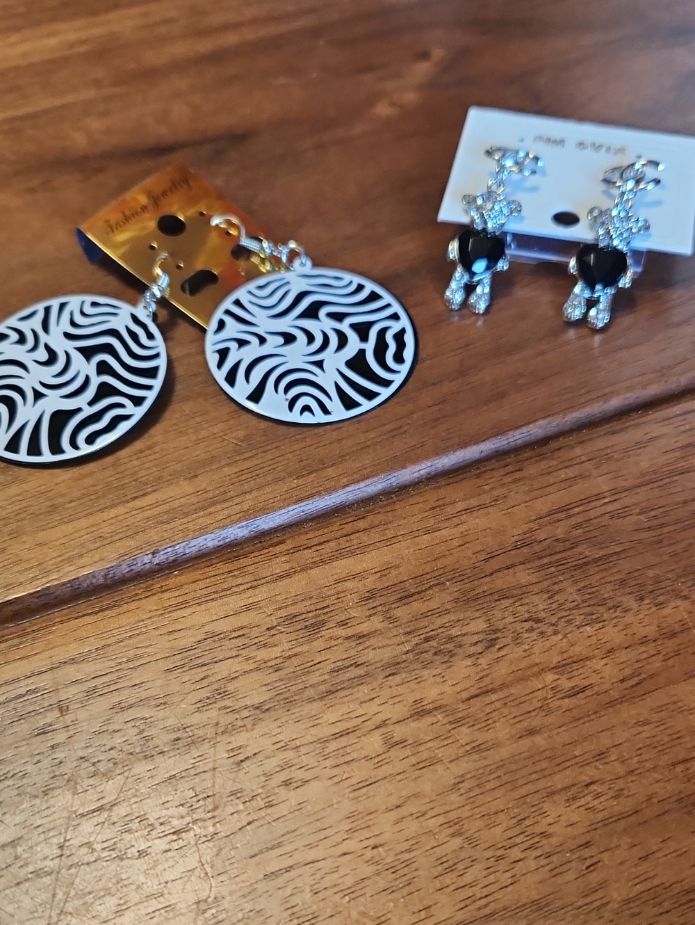 Fashion Jewelry Black and White Swirl Disc Earrings